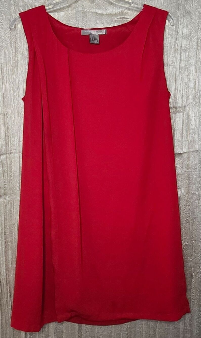 Love 21 Crepe Shift Dress Vermilion Red Fully Lined Modern Minimalist Medium